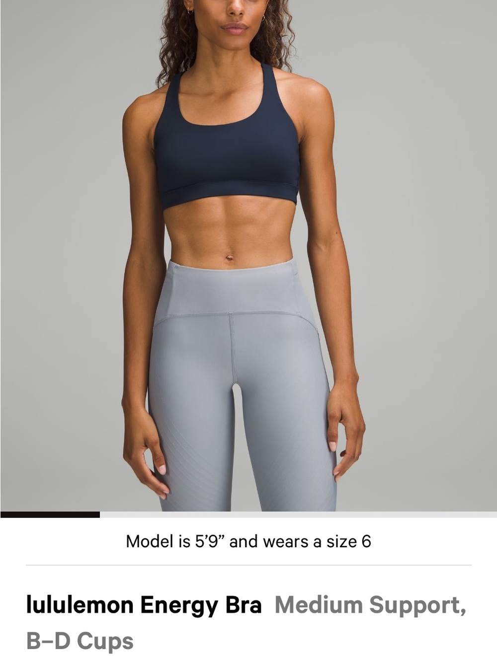 lululemon athletica Energy Bra in Black and Light Gray